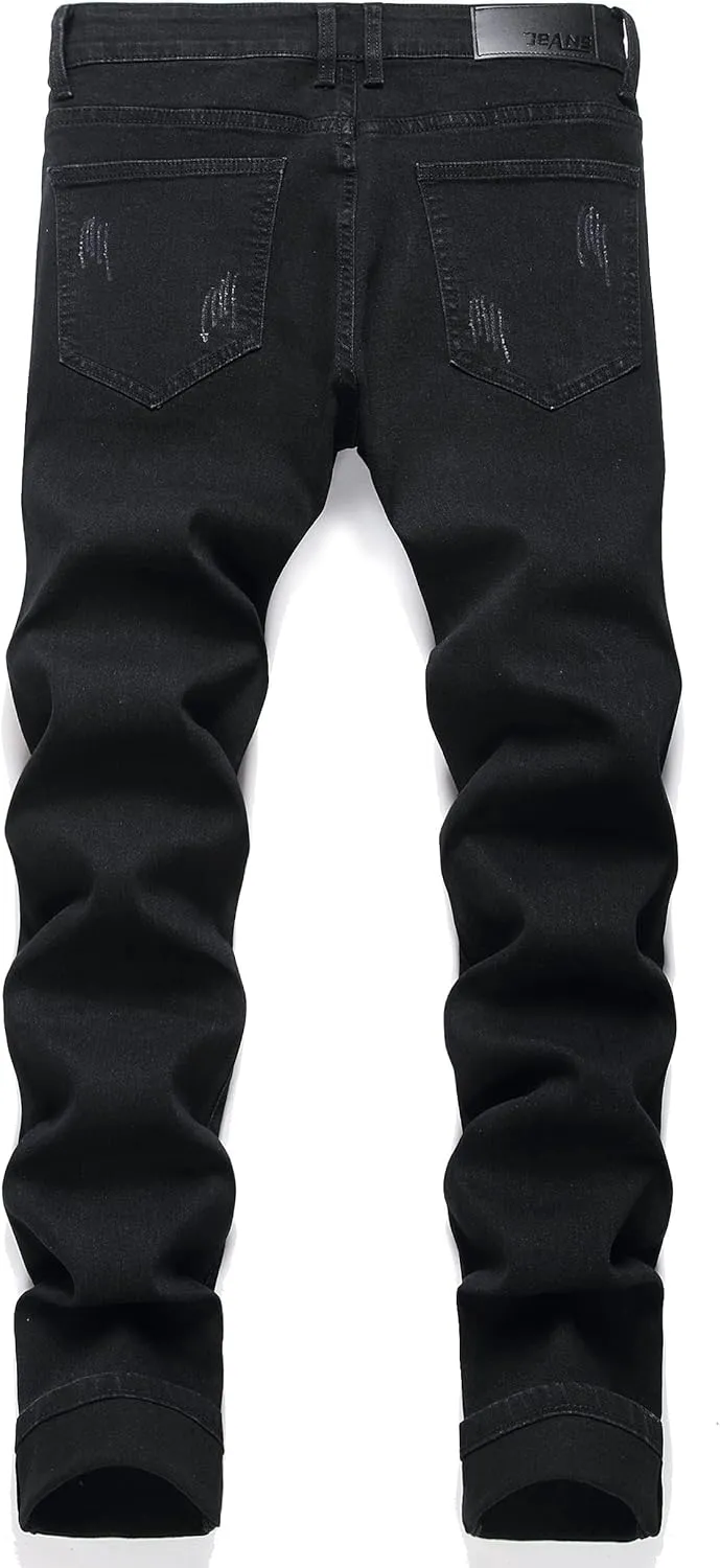 AITITIA Men's Ripped Regular Fit Stretch Jeans