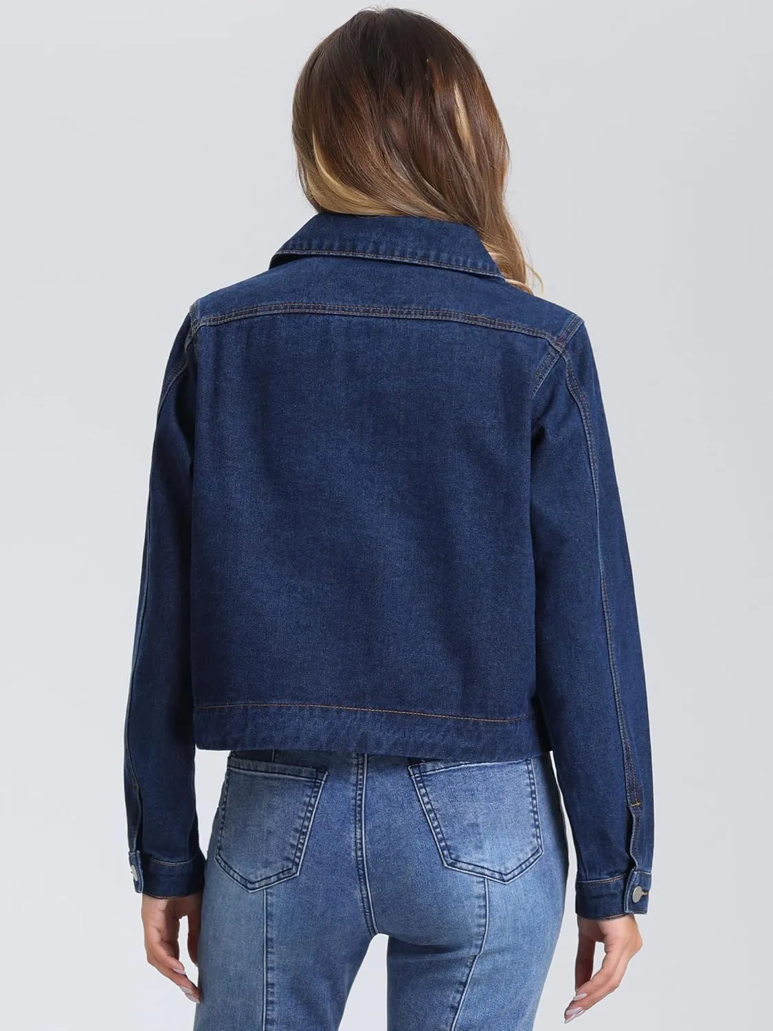Allegra K 2025 Spring Denim Jacket for Women Vintage Casual Classic Jean Jackets