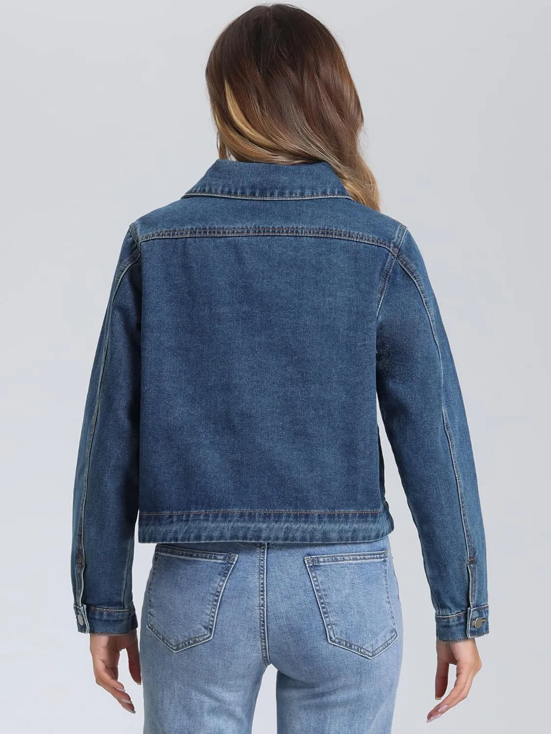 Allegra K 2025 Spring Denim Jacket for Women Vintage Casual Classic Jean Jackets