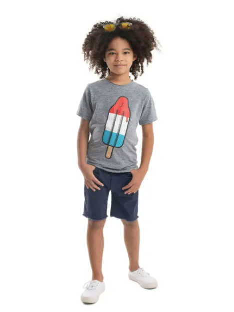 Appaman - Boys Short Sleeve Popsicle Tee in Heather Grey