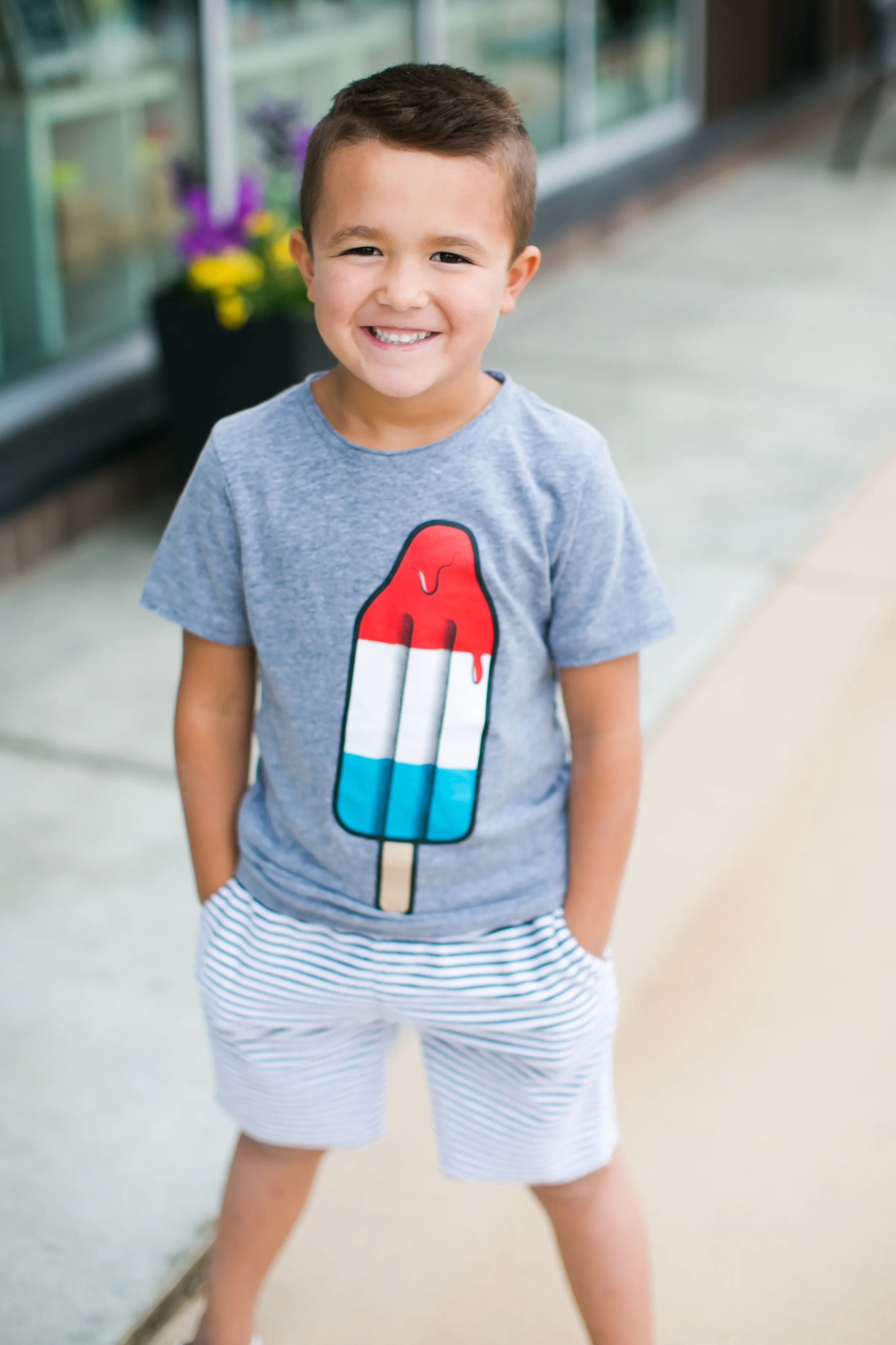Appaman - Boys Short Sleeve Popsicle Tee in Heather Grey