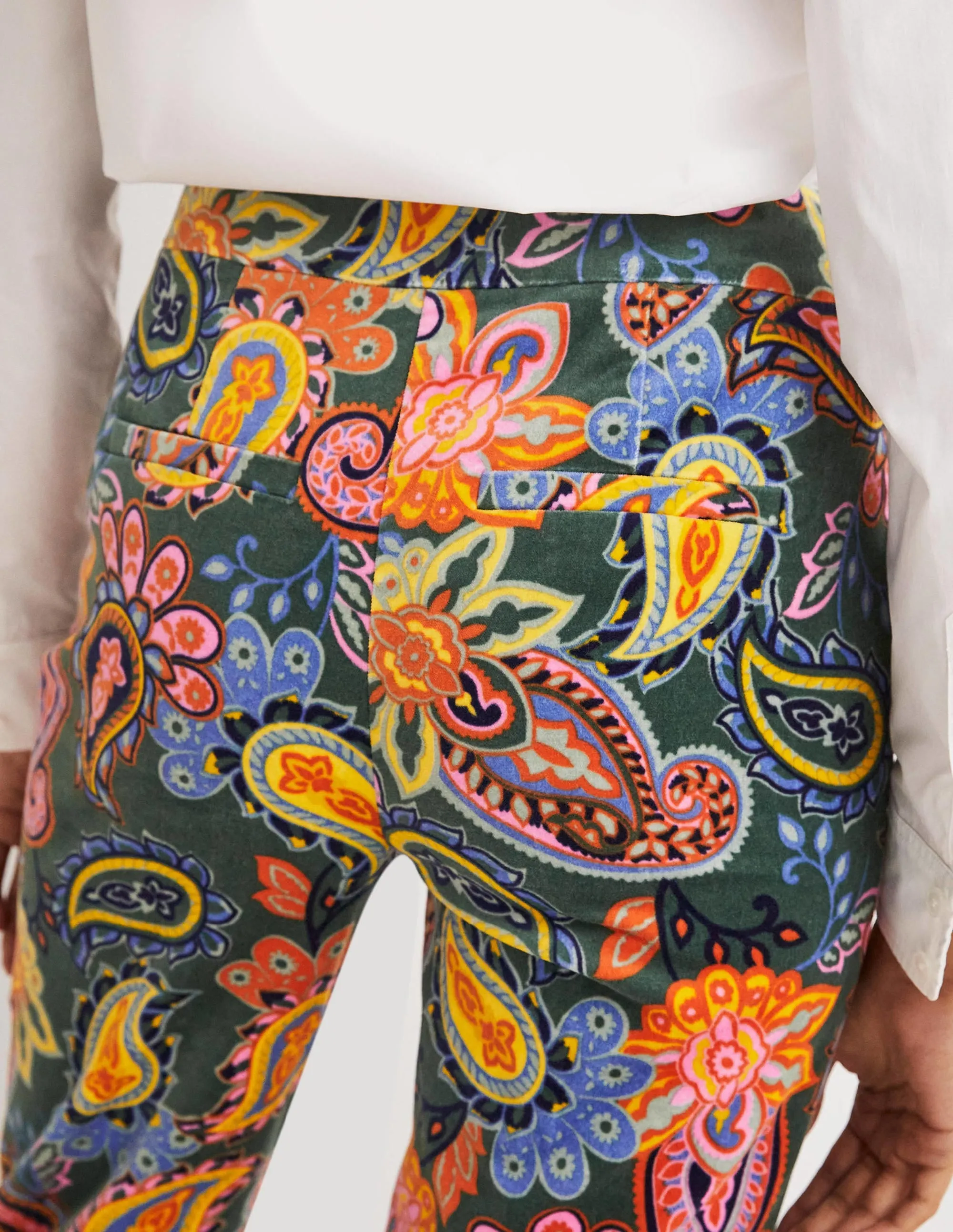 Classic Tapered Trousers-Trekking Green, Paisley Charm