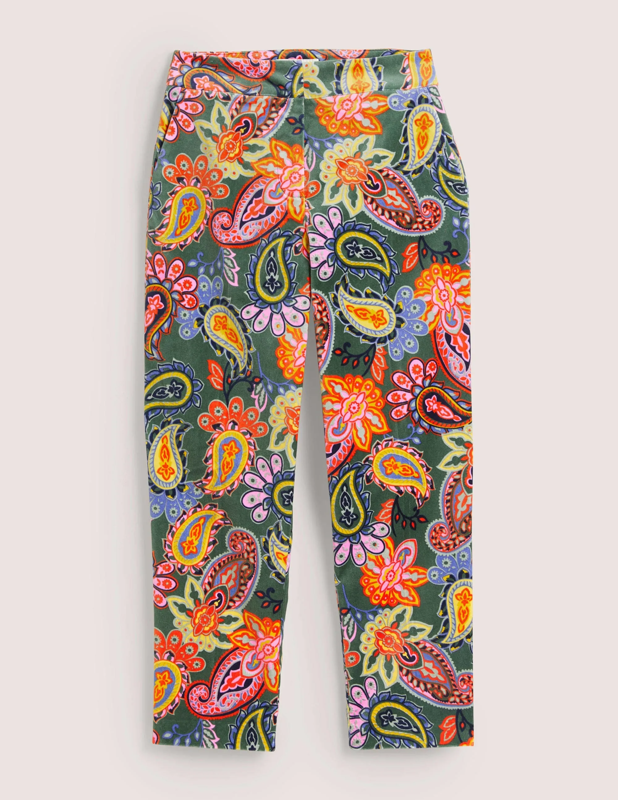 Classic Tapered Trousers-Trekking Green, Paisley Charm