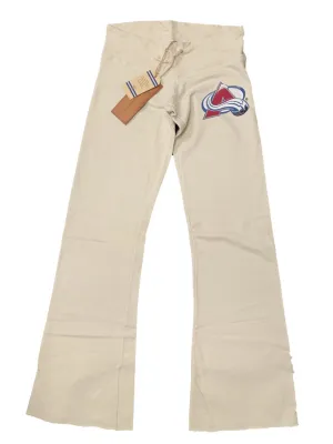 Colorado Avalanche Retro Brand WOMEN'S Cream Raw Edge Drawstring Sweatpants (XS)