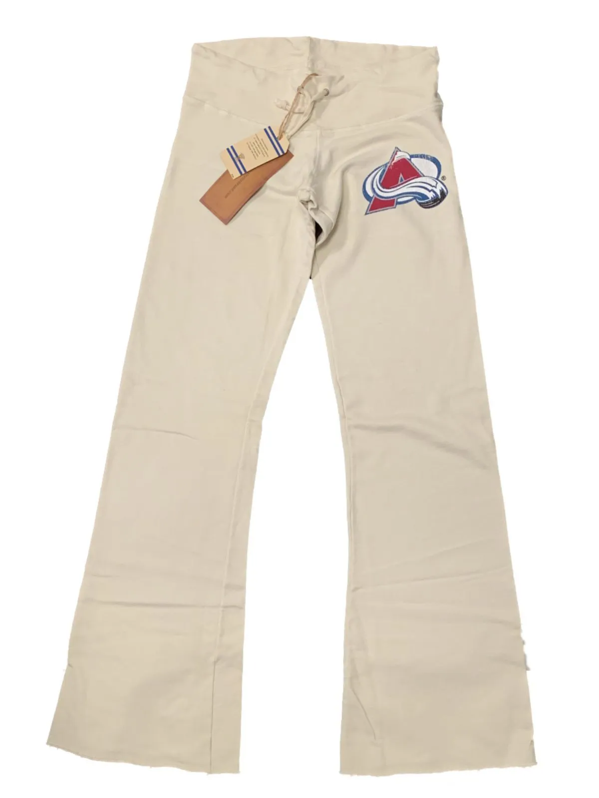 Colorado Avalanche Retro Brand WOMEN'S Cream Raw Edge Drawstring Sweatpants (XS)