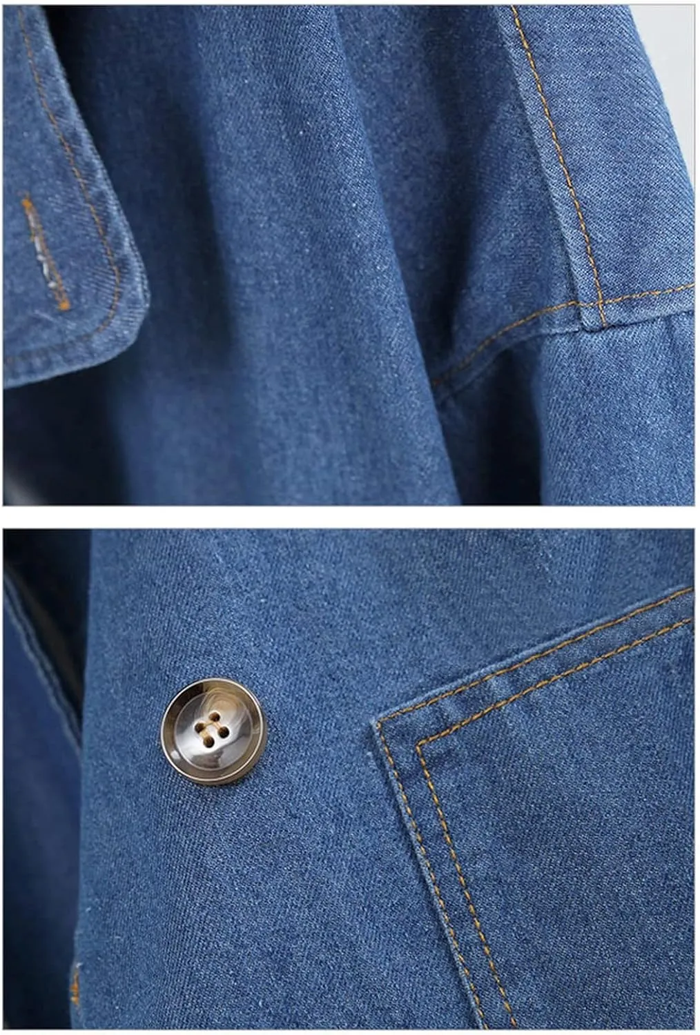 DGHM-JLMY Ladies Casual Denim Windbreaker Long Loose Coat Classic Long Jean Jacket Denim Jacket Trench Coat Long Sleeve