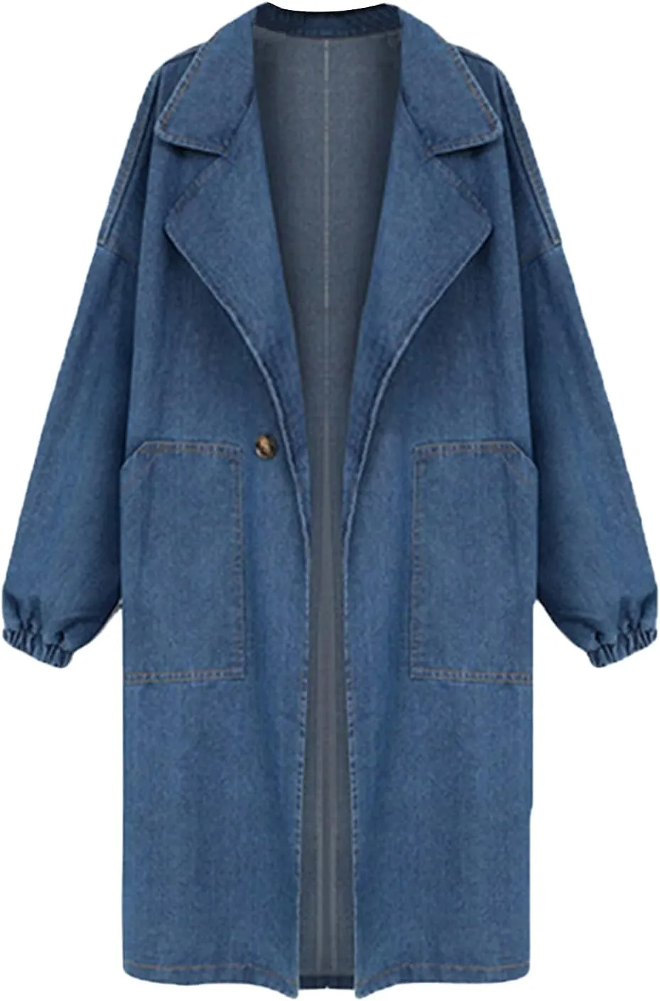 DGHM-JLMY Ladies Casual Denim Windbreaker Long Loose Coat Classic Long Jean Jacket Denim Jacket Trench Coat Long Sleeve