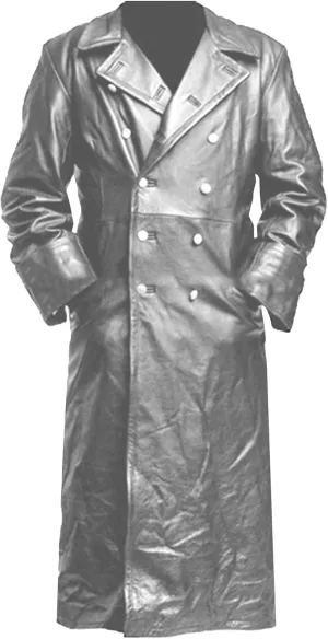 DGHM-JLMY Men's Vintage Leather Jackets Classic Uniform Black Leather Trench Coat Jacket Long Overcoat Motorcycle Jacket