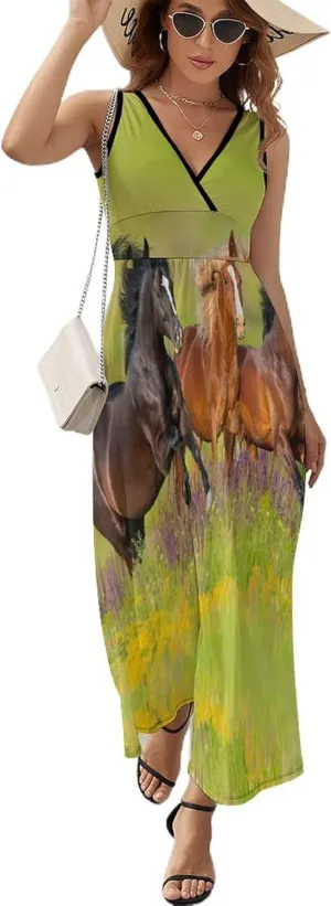 Donnapink Women Casual Sleeveless Dress, Summer Sundresses Skirt with Pockets(S-2XL)