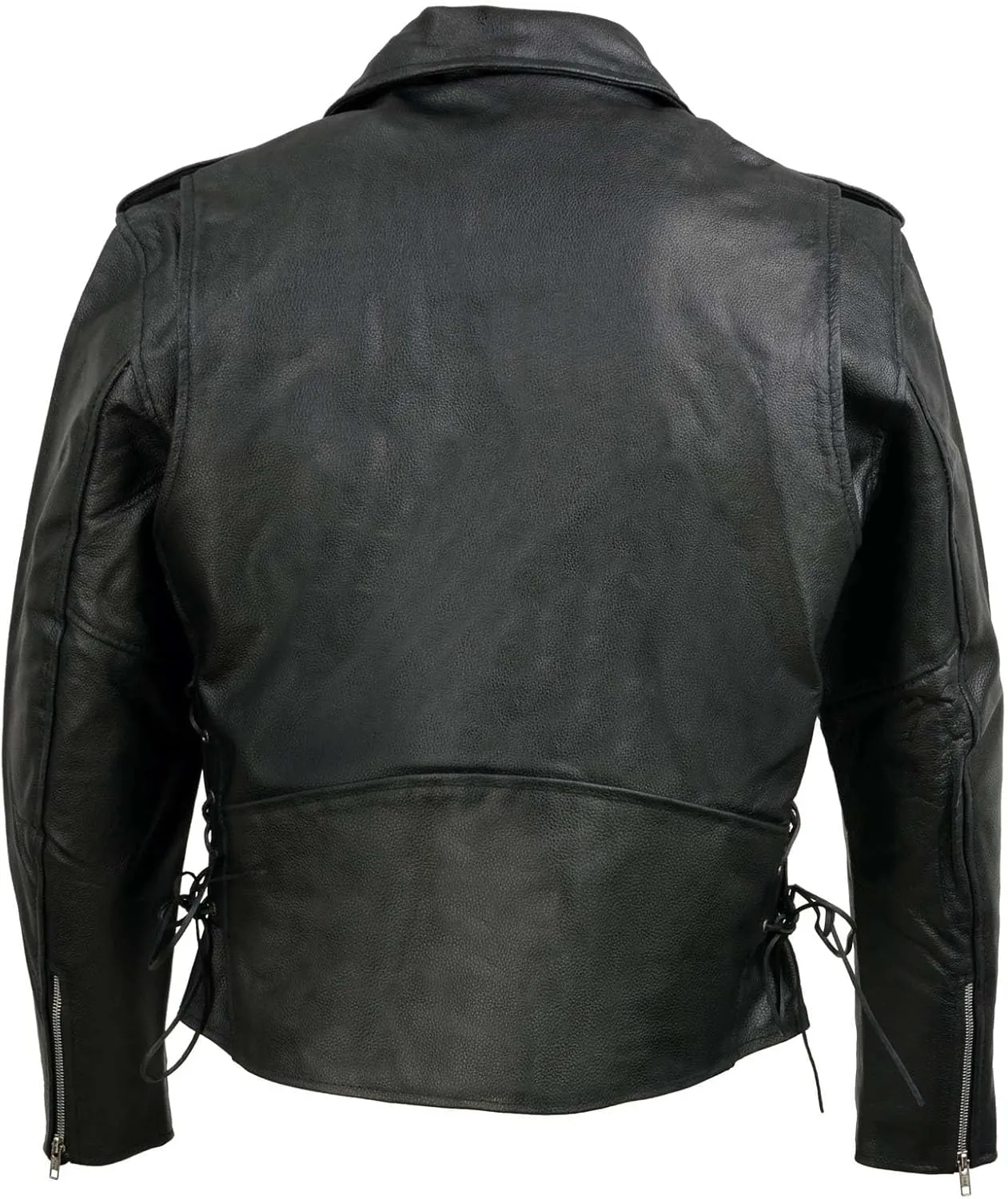 EL5411 Men's Black Classic Side Lace Motorcycle Leather Jacket  Motorcycle Riding Jackets