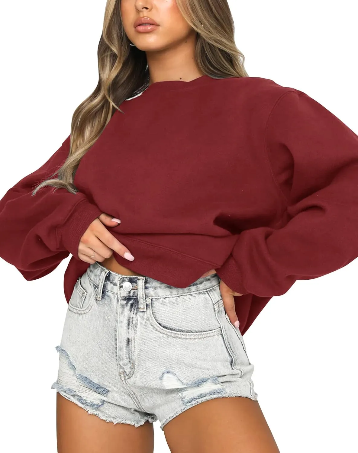 Fanway&EC Women's Long Sleeve Sweatshirt Casual Crewneck Oversized Pullover Hoodies Fall Tops