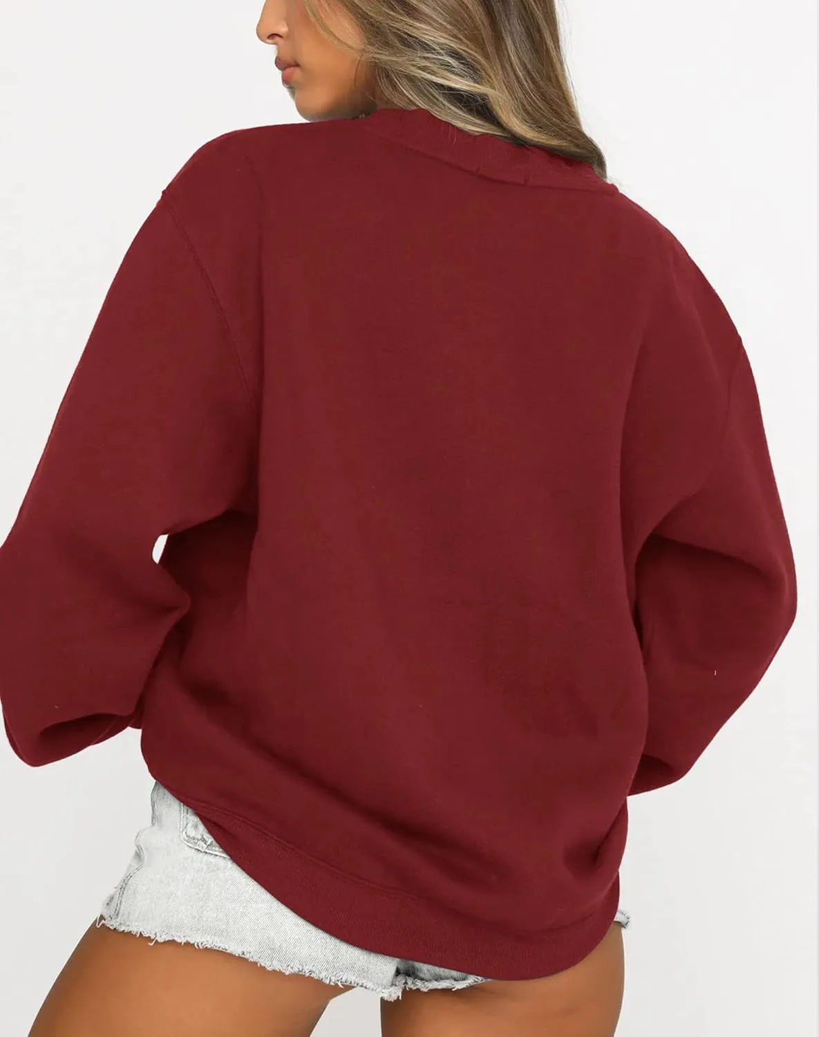 Fanway&EC Women's Long Sleeve Sweatshirt Casual Crewneck Oversized Pullover Hoodies Fall Tops