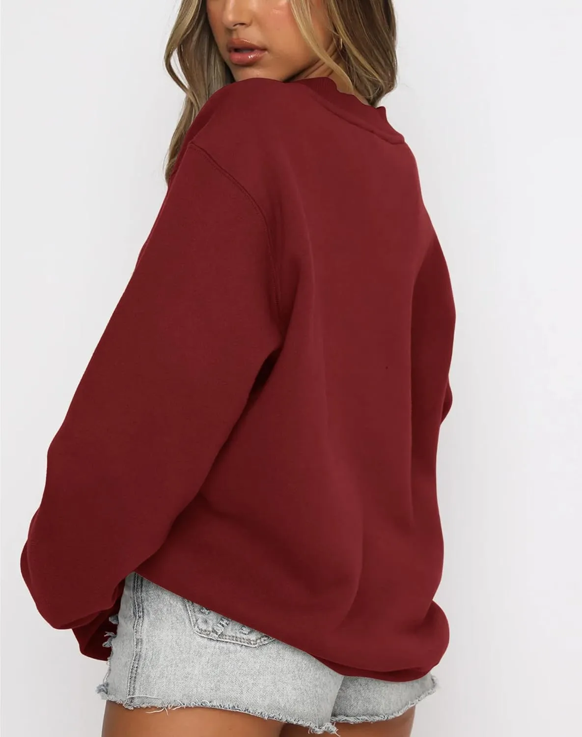 Fanway&EC Women's Long Sleeve Sweatshirt Casual Crewneck Oversized Pullover Hoodies Fall Tops