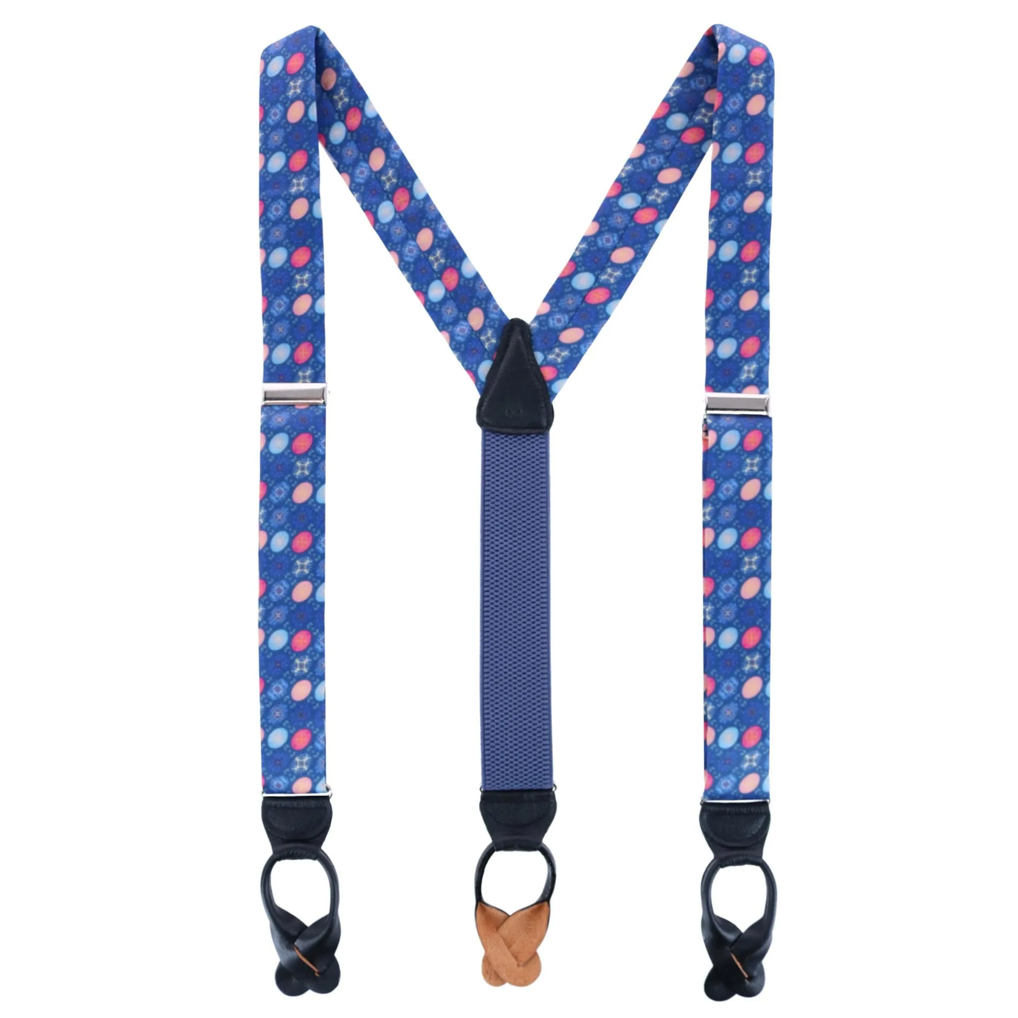 Futuristic Paisley Themed Silk Button End Braces