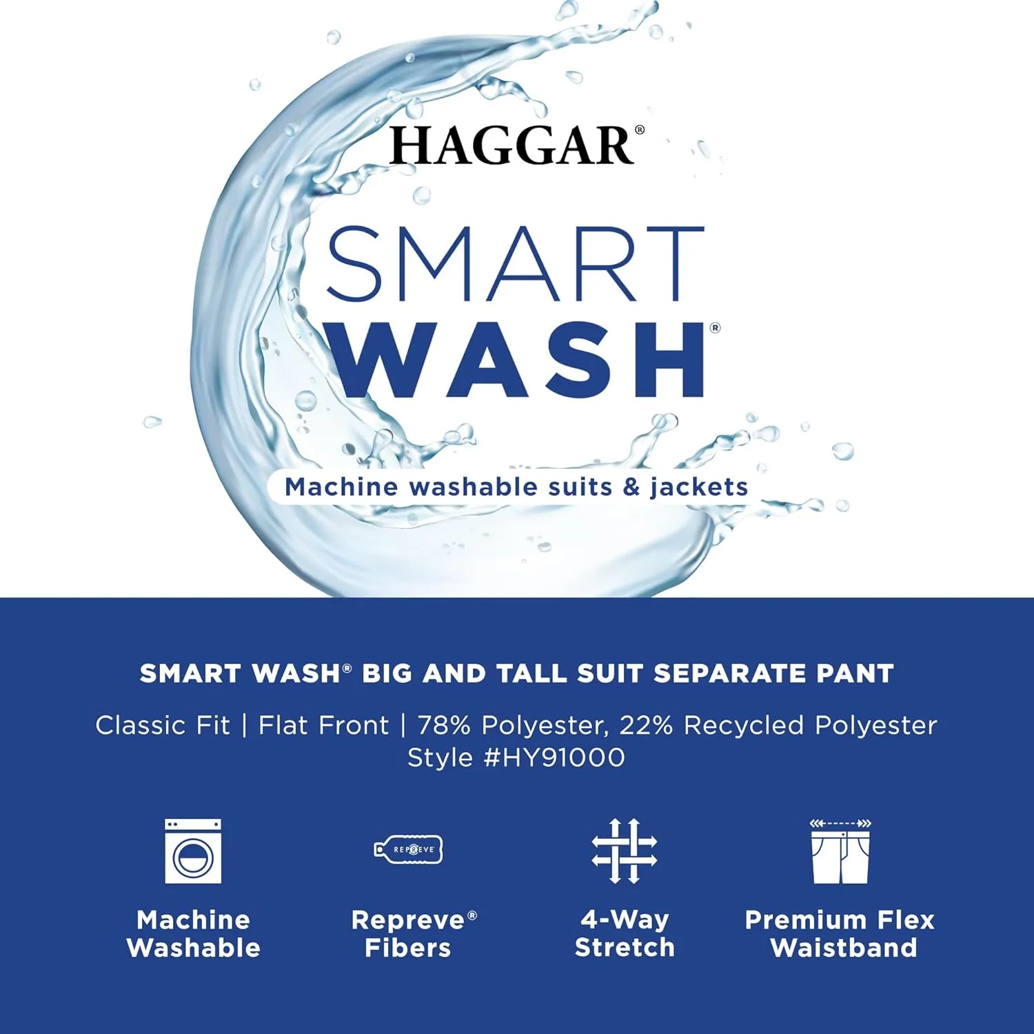 Haggar Men's Smart Wash Performance Classic Fit Big &Tall Suit Separates-Pants & Jackets