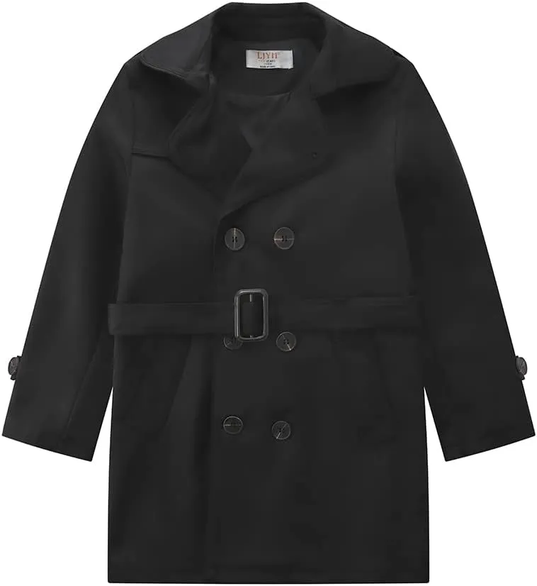 LJYH Big Boys Classic Peacoats Dress Coats Children Fall Toggle Trench Jackets