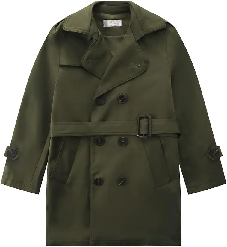 LJYH Big Boys Classic Peacoats Dress Coats Children Fall Toggle Trench Jackets