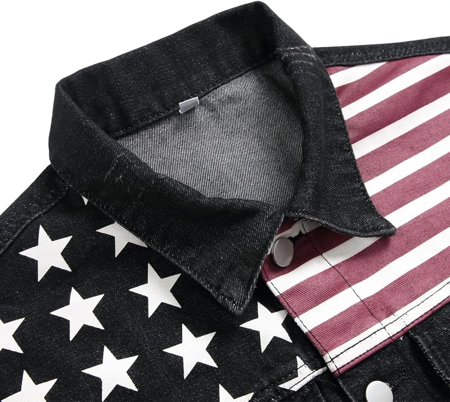 LZLER Denim Jacket Men American Flag Trucker Jackets Classic Slim Fit Jean Jacket for Men