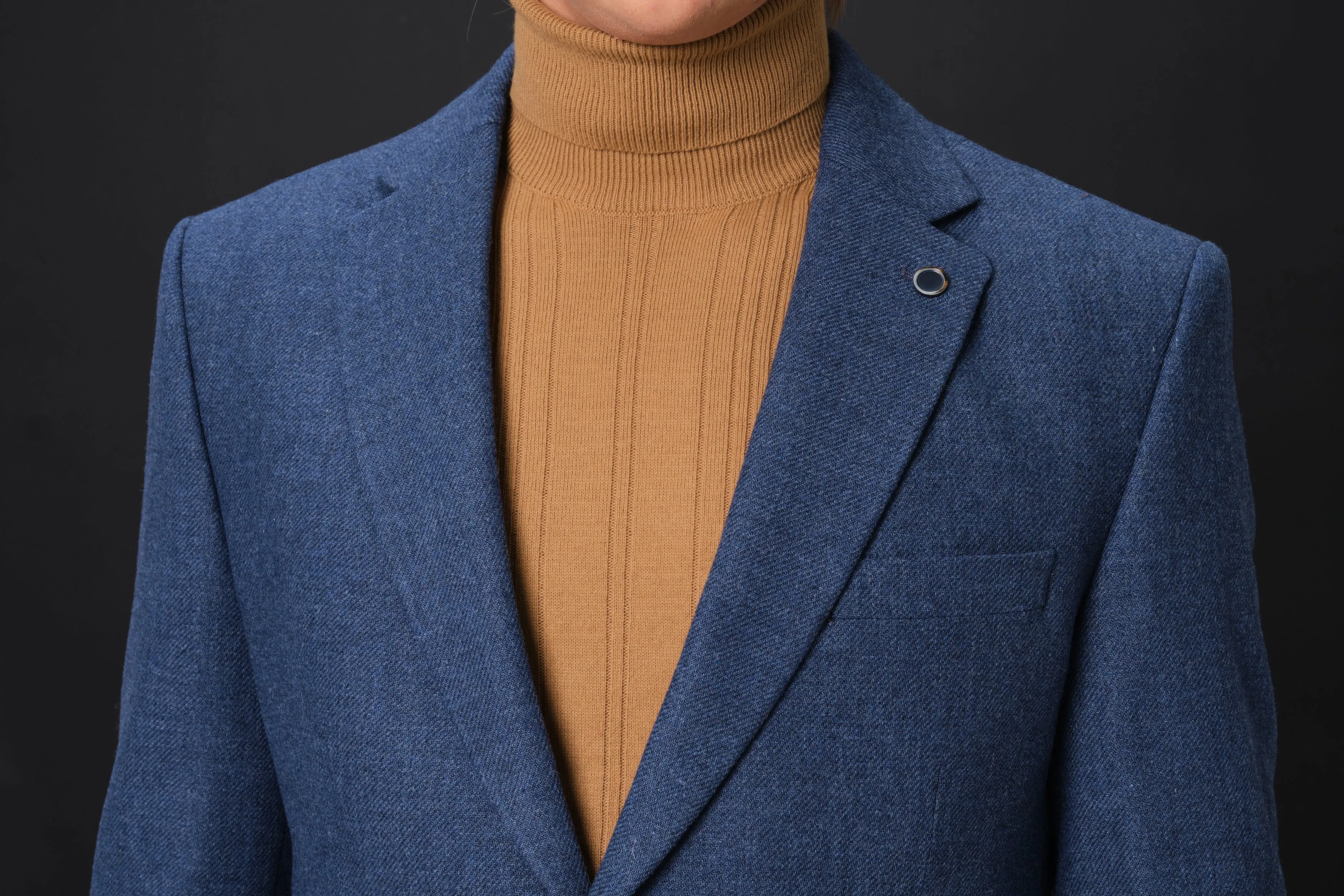 MEHMET,SOLID-NOTCH COLLAR-JACKETS-PB-B221-DENIM