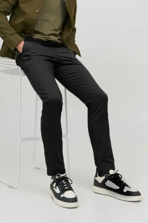 Men Branded Regular Fit Chino - Black