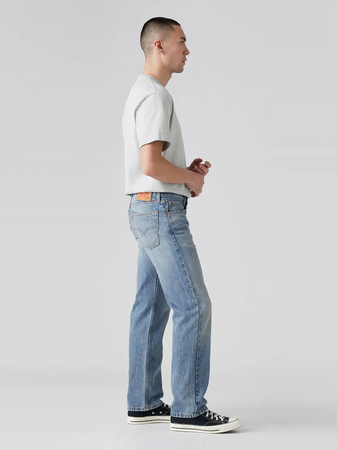 Men's 555'96 Blue Relaxed Straight Fit Mid Rise Jeans