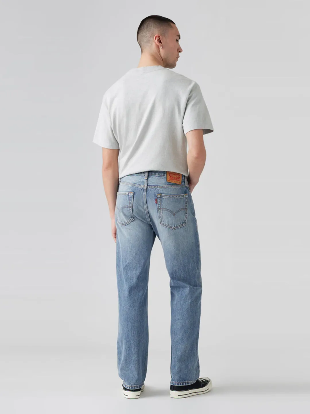 Men's 555'96 Blue Relaxed Straight Fit Mid Rise Jeans