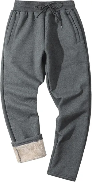 Mens Casual Cotton Sweatpants Breathable Comfy Joggers Sports Pants Fall Winter Long Trousers with Pockets