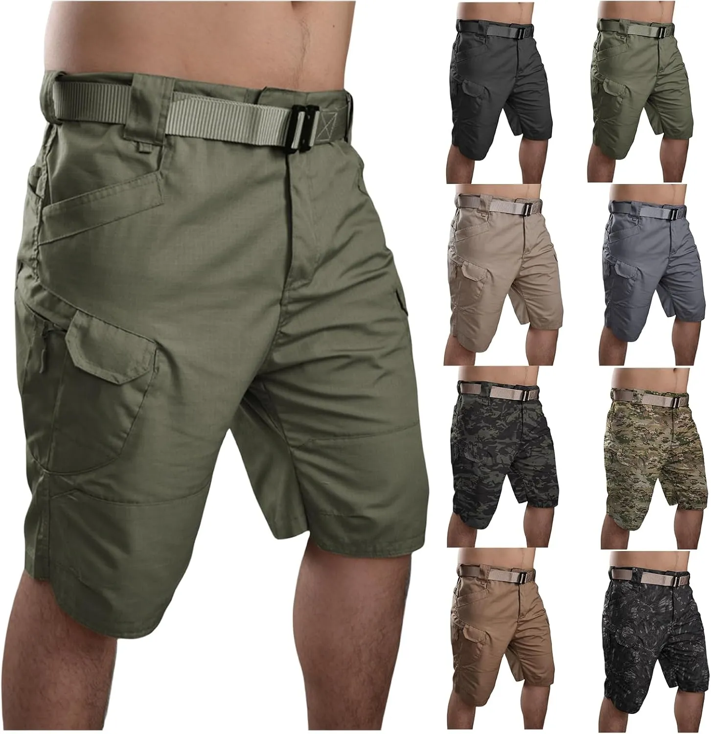 Men's Tactical Military Shorts Flat Front Urban Work Shorts Combat Hiking Pants Joggers Pants with Multi Pockets