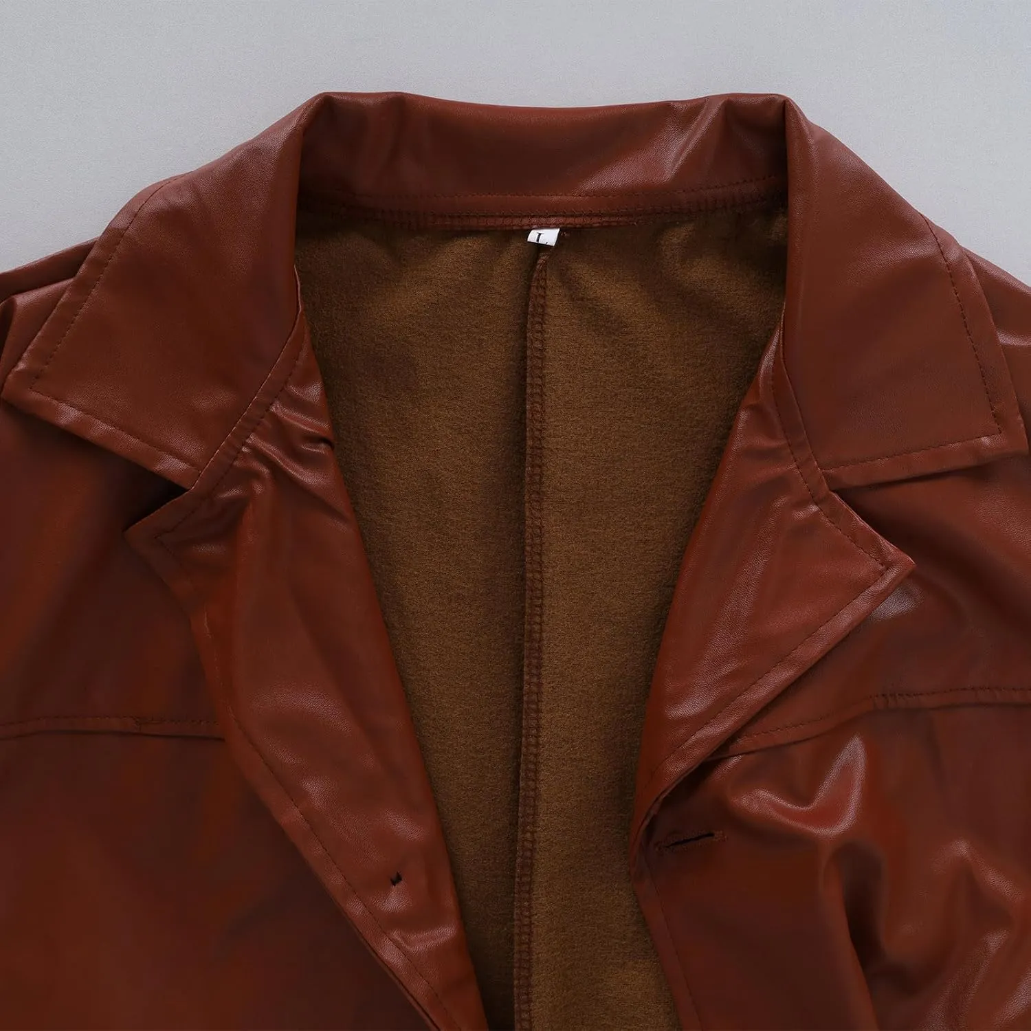 Mens Vintage Faux Leather Trench Coat Full Length Brown Classic Ww2 Military Leather Jacket Steampunk Moto Overcoat