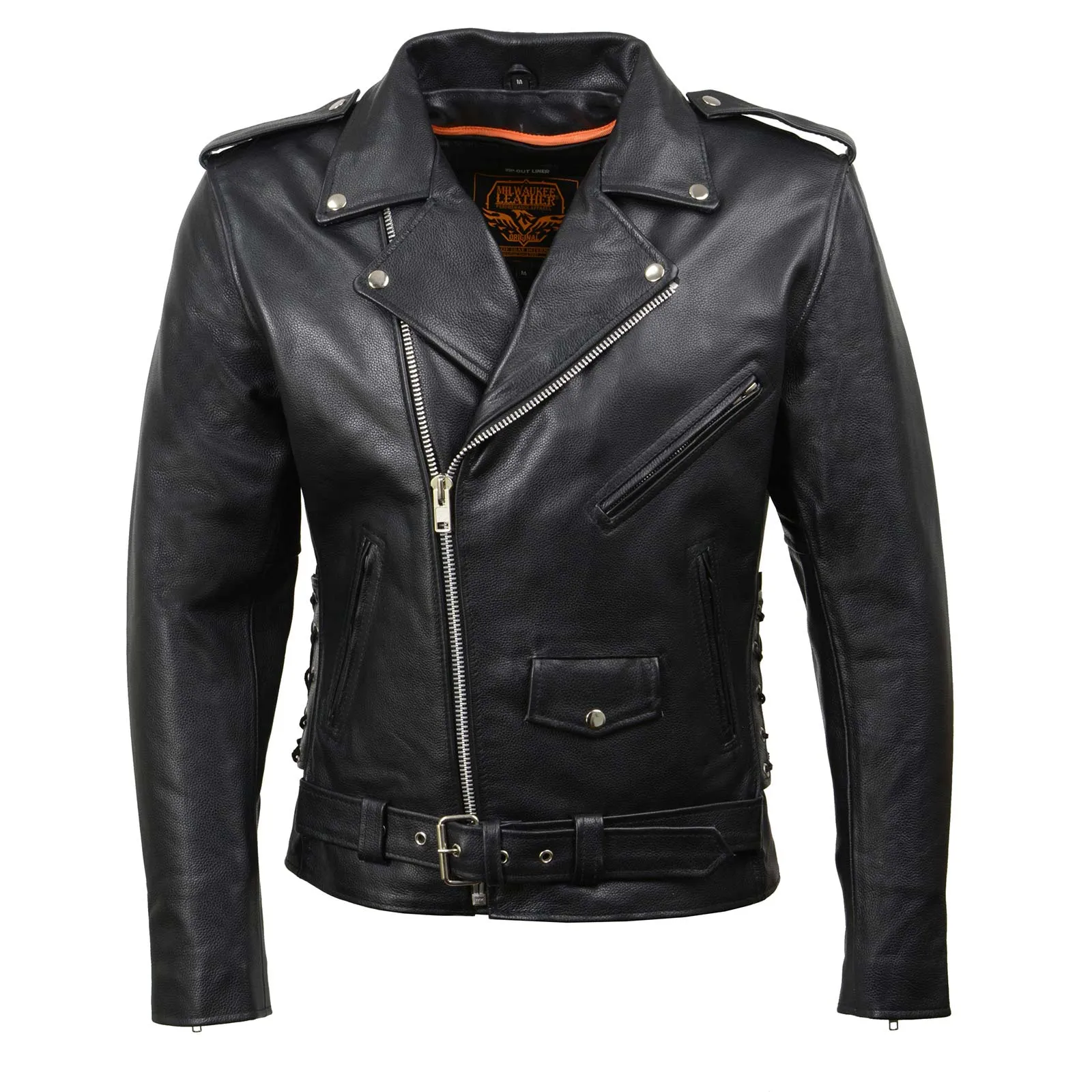 Milwaukee Leather SH1011 Black Classic Brando Motorcycle Jacket for