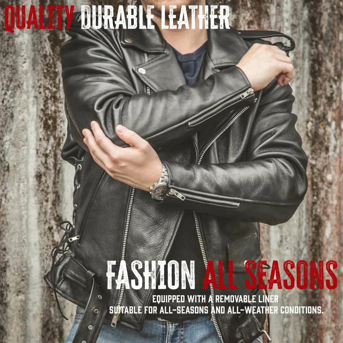 Milwaukee Leather SH1011 Black Classic Brando Motorcycle Jacket for