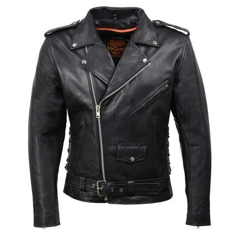 Milwaukee Leather SH1011 Black Classic Brando Motorcycle Jacket for