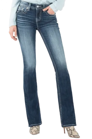 Miss Me Women's Mid-Rise Easy Boots Stretch Denim Jeans