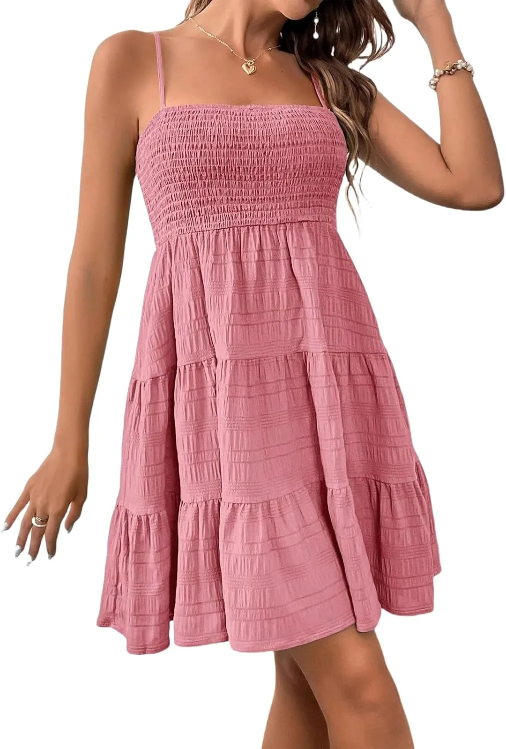 Ruffle Dress Women Spaghetti Strap Mini Casual Cute Summer Going Out Party Dresses S~2XL