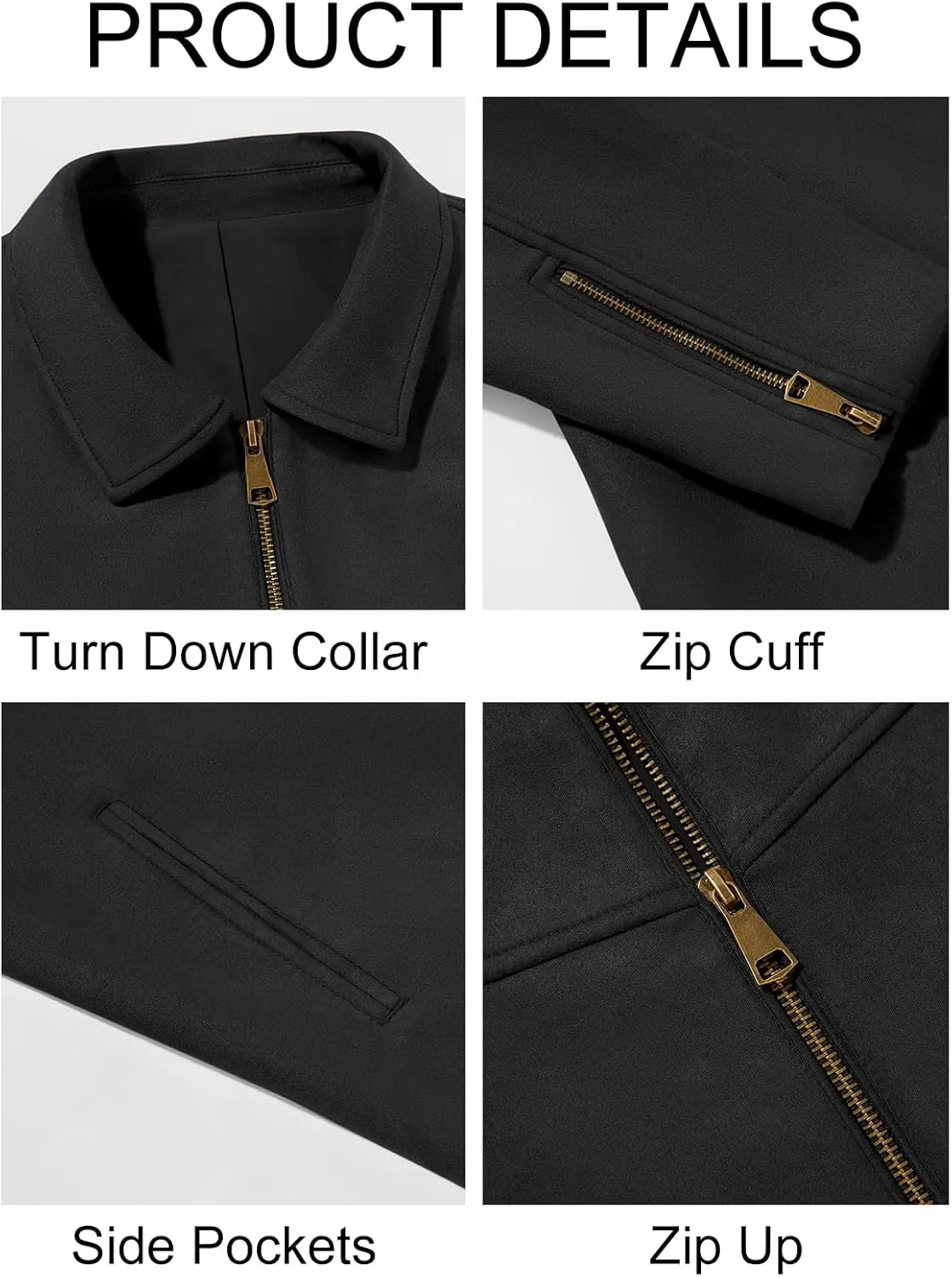 Runcati Men's Suede Jacket Full Zip Casual Vintage Jackets Lightweight Classic Trucker Coat