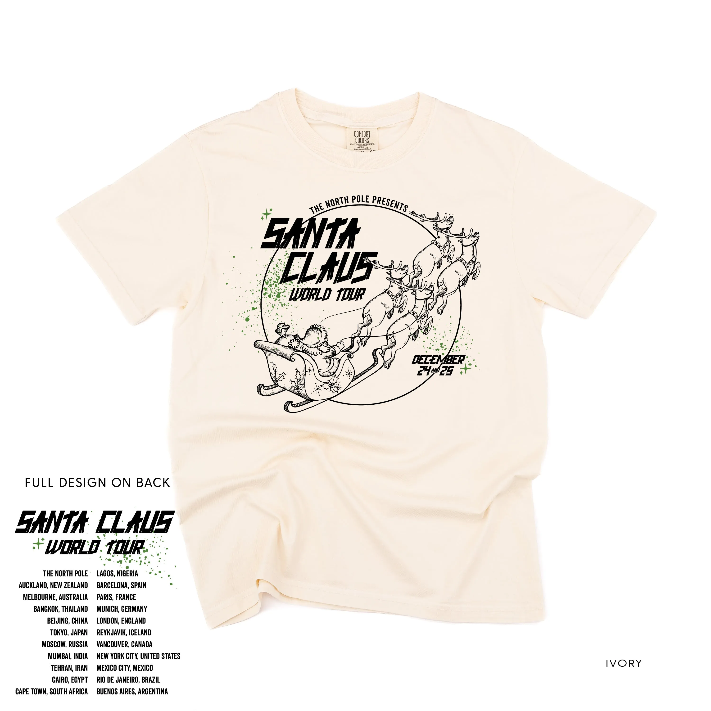Santa Claus World Tour (f&b) - Comfort Colors Tee