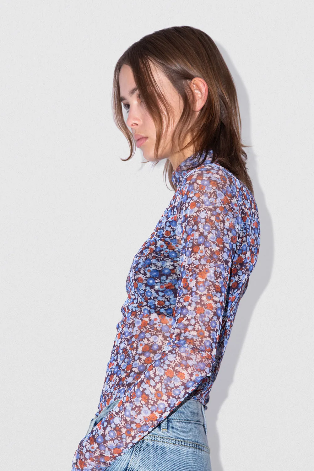 Sherrie Top Midnight Floral Mesh
