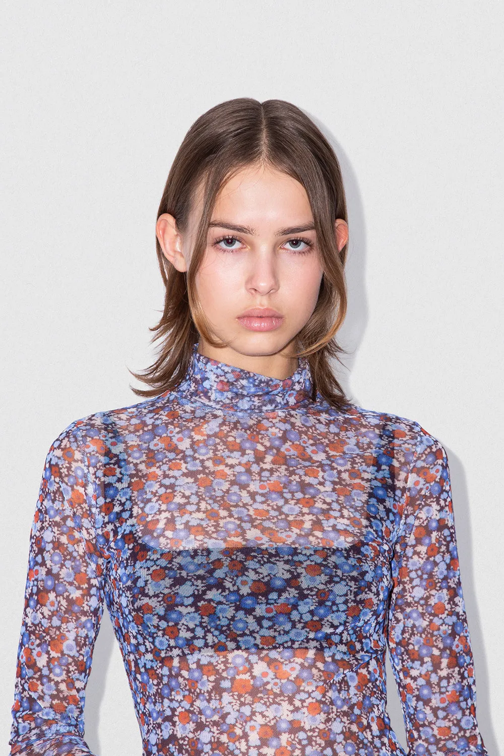 Sherrie Top Midnight Floral Mesh