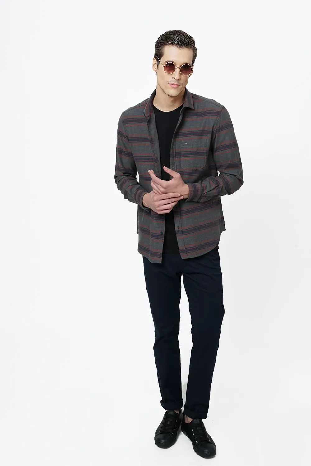 Slim Fit Weft Stripes
