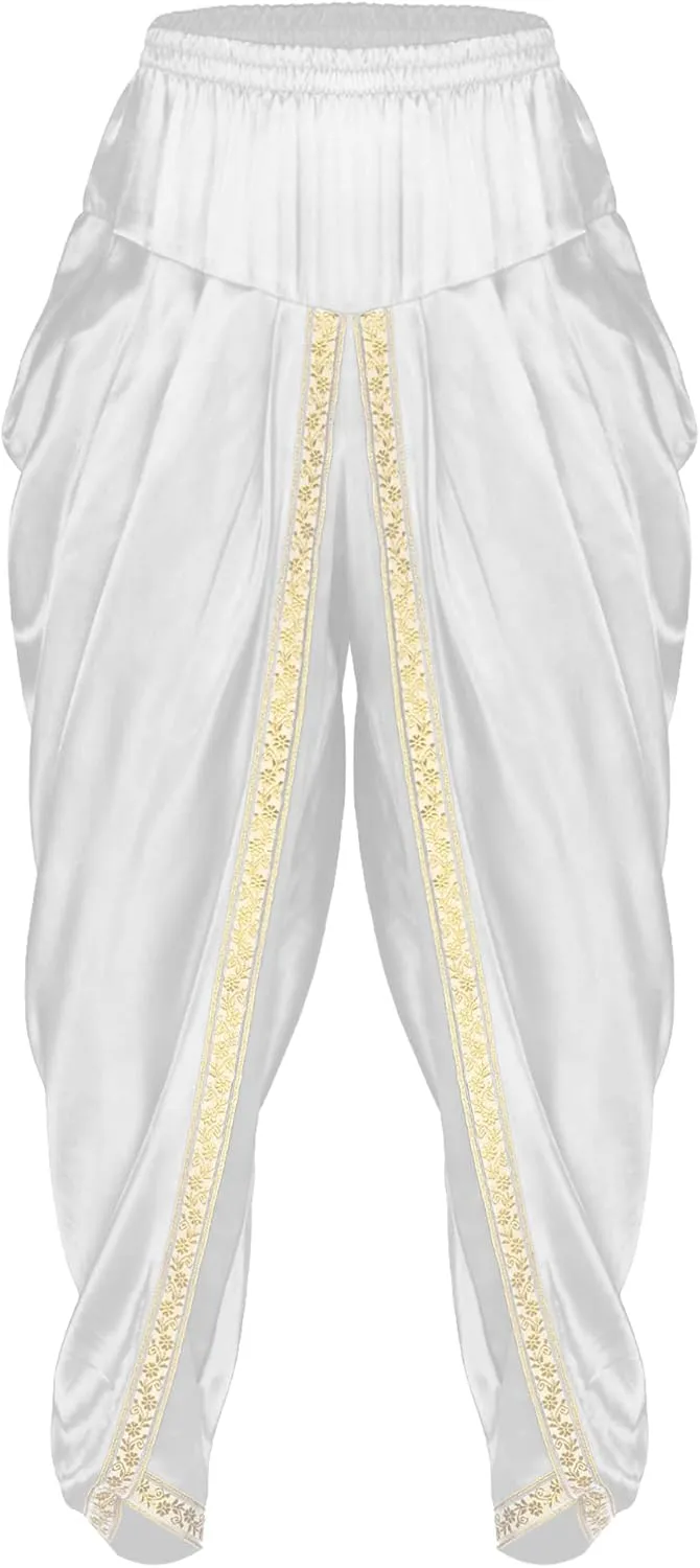 TiaoBug Men's Satin Harem Pants Elastic Waistband Wide Leg Yoga Trousers Hippie