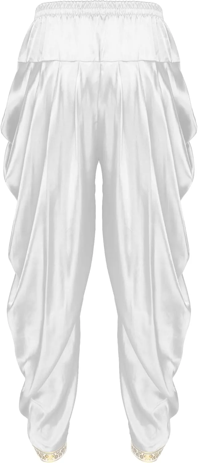 TiaoBug Men's Satin Harem Pants Elastic Waistband Wide Leg Yoga Trousers Hippie