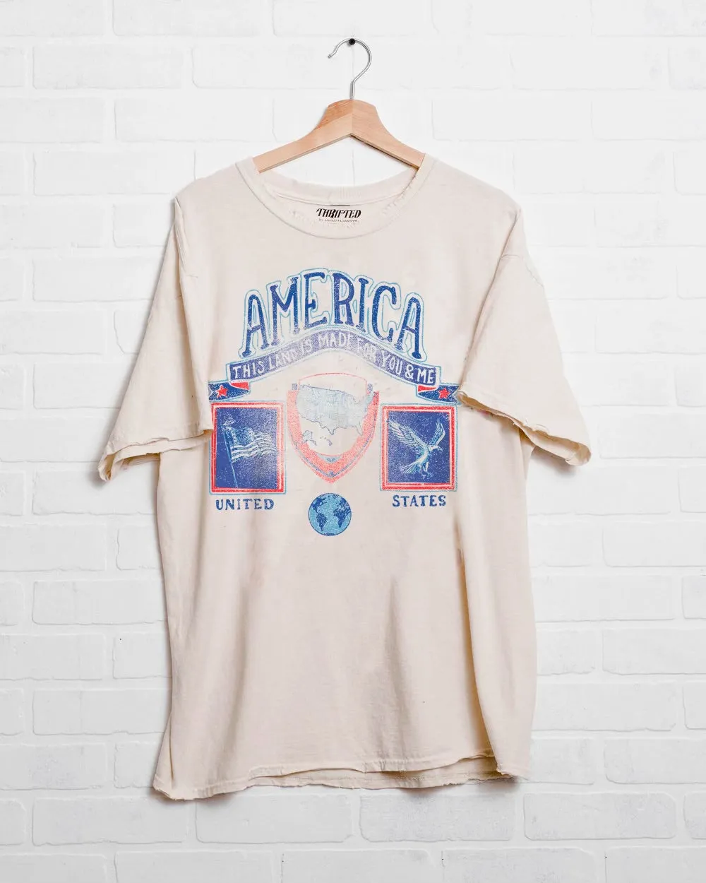 USA Patch Off White Thrifted Tee