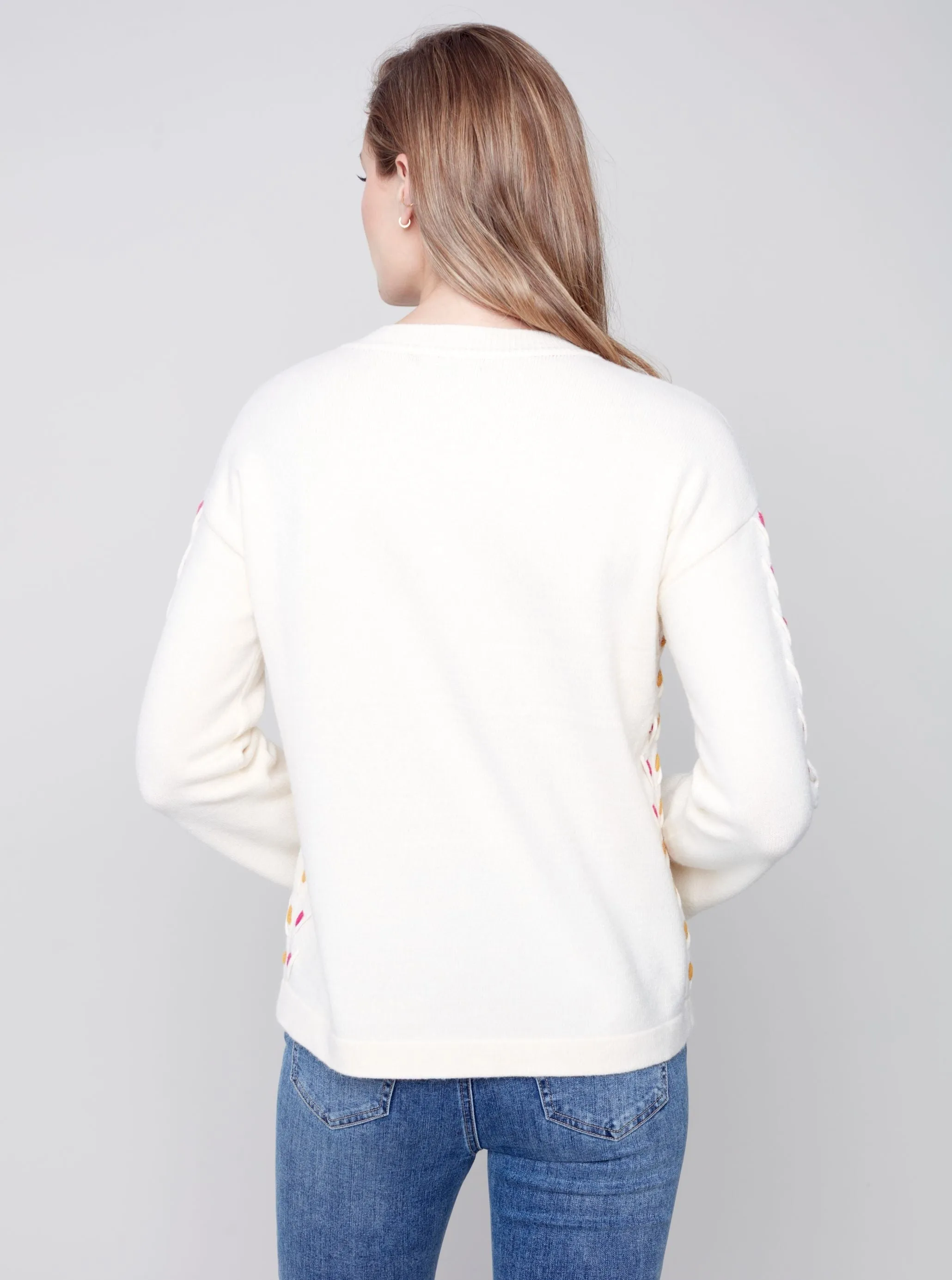 V Neck Wide Sleeve [Ecru-C2589]