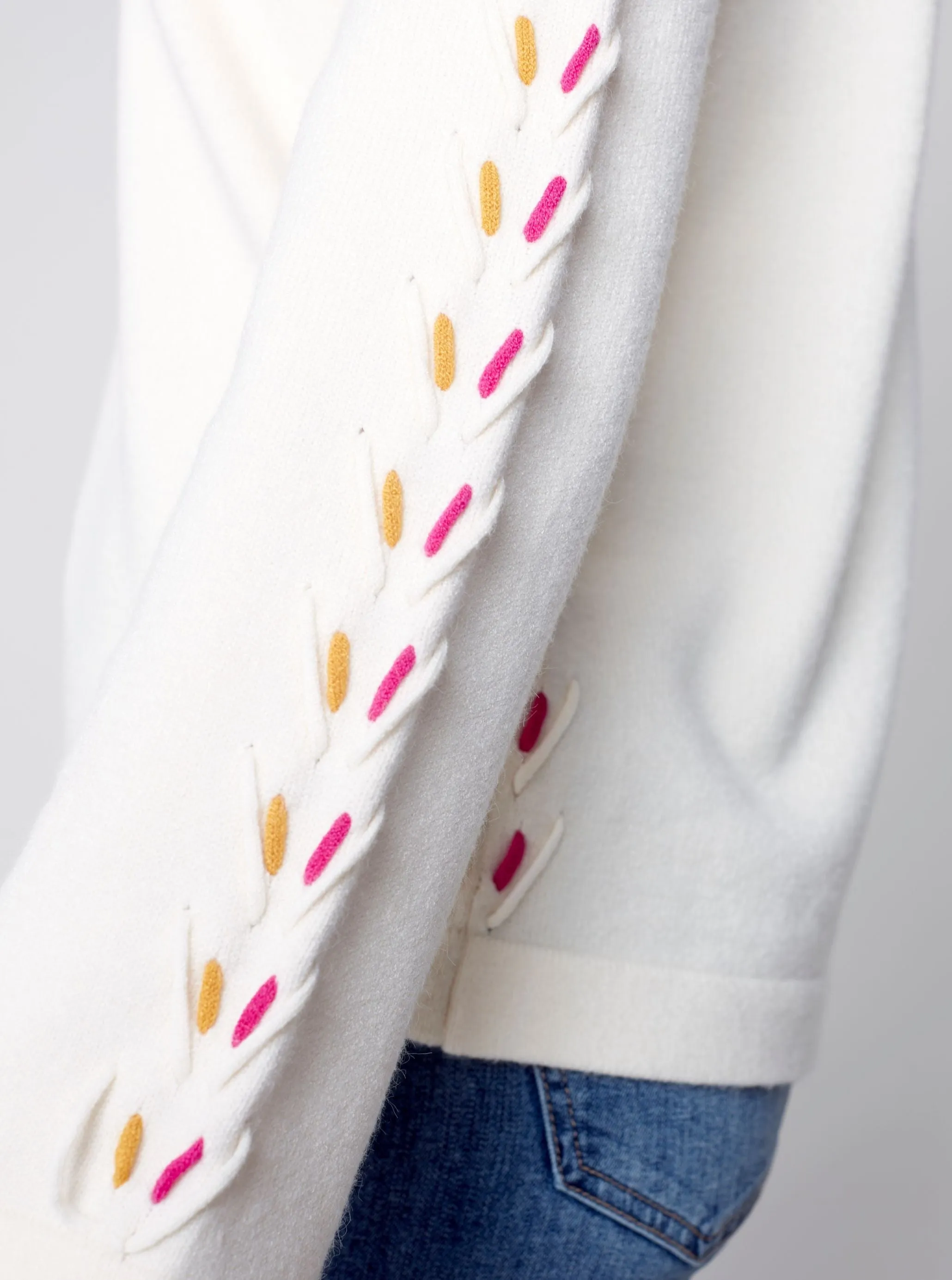 V Neck Wide Sleeve [Ecru-C2589]