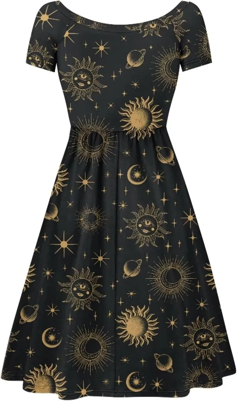 Women 2024 Casual Summer Dresses Spring Short Sleeve Casual Loose Swing Beach Sundress