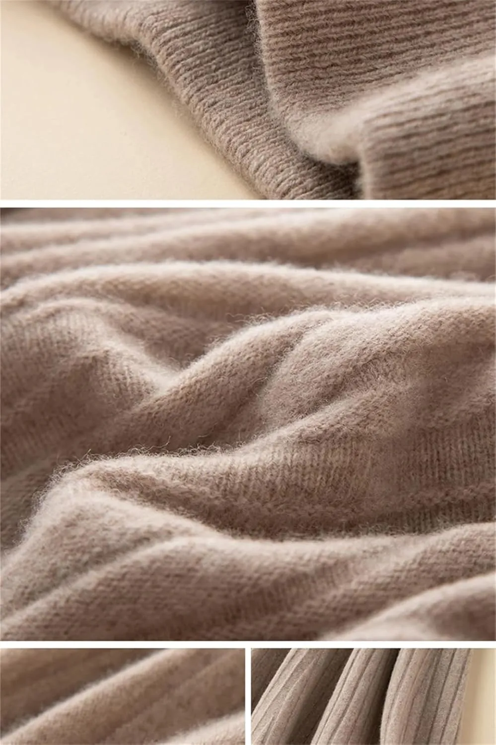 Women Cashmere Half Length Skirt Autumn and Winter Medium Ength High Waisted Pleated Large Swingskirt Knittedskirt