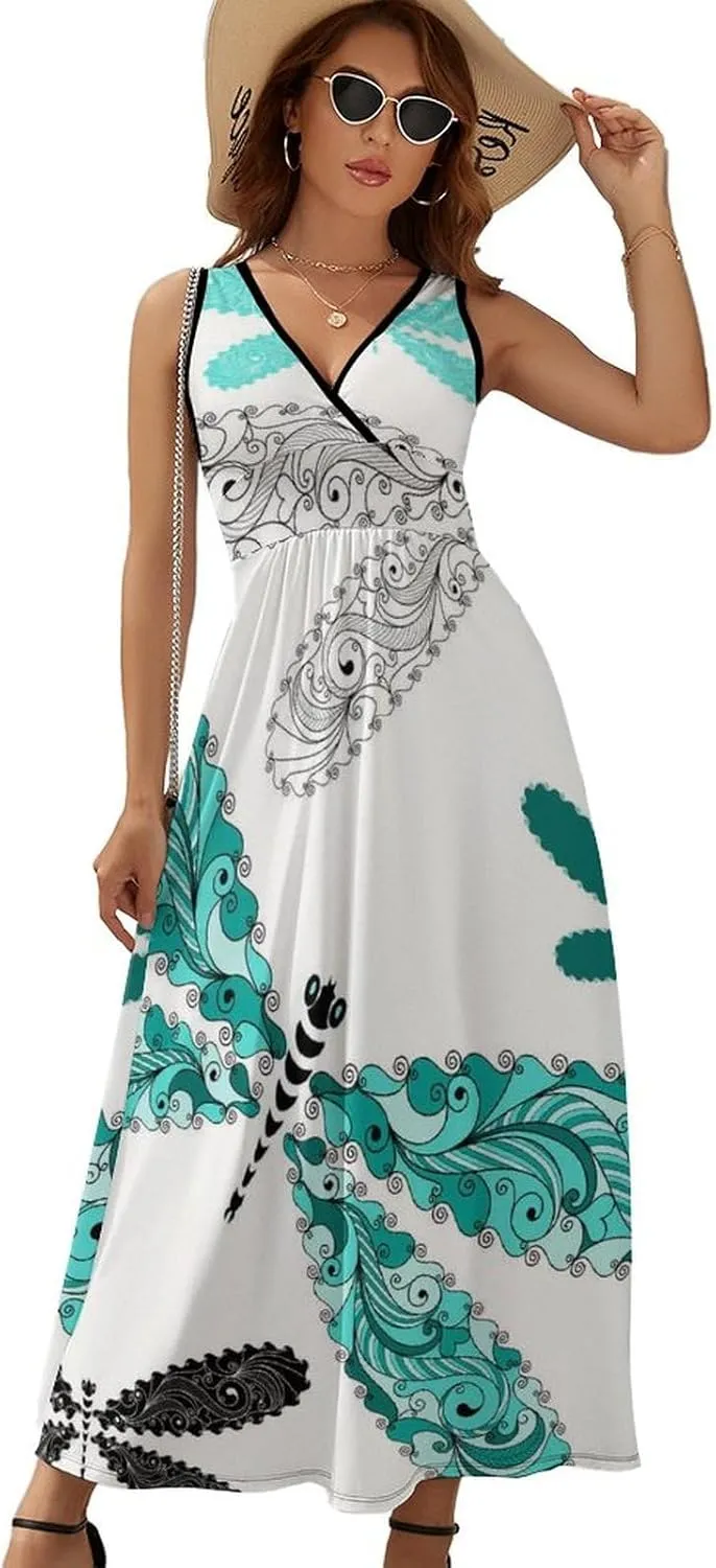 Women Casual Sleeveless Dress, Summer Sundresses Skirt with Pockets(S-2XL)