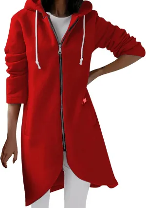 Womens Casual Zip Up Hoodies Casual Lightweight Long Fleece Jacket Oversize Fall Winter Hooded Sweatshirt With Pockets