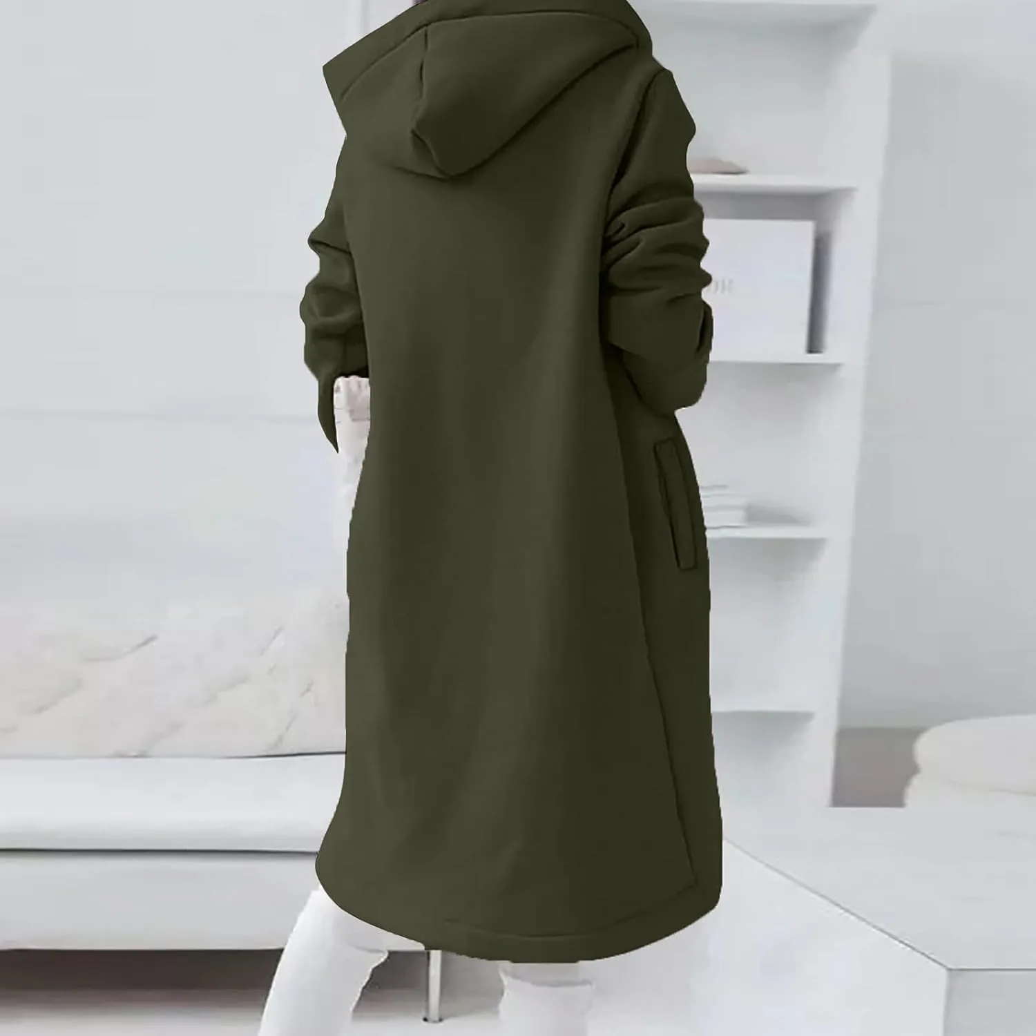 Womens Casual Zip Up Hoodies Casual Lightweight Long Fleece Jacket Oversize Fall Winter Hooded Sweatshirt With Pockets
