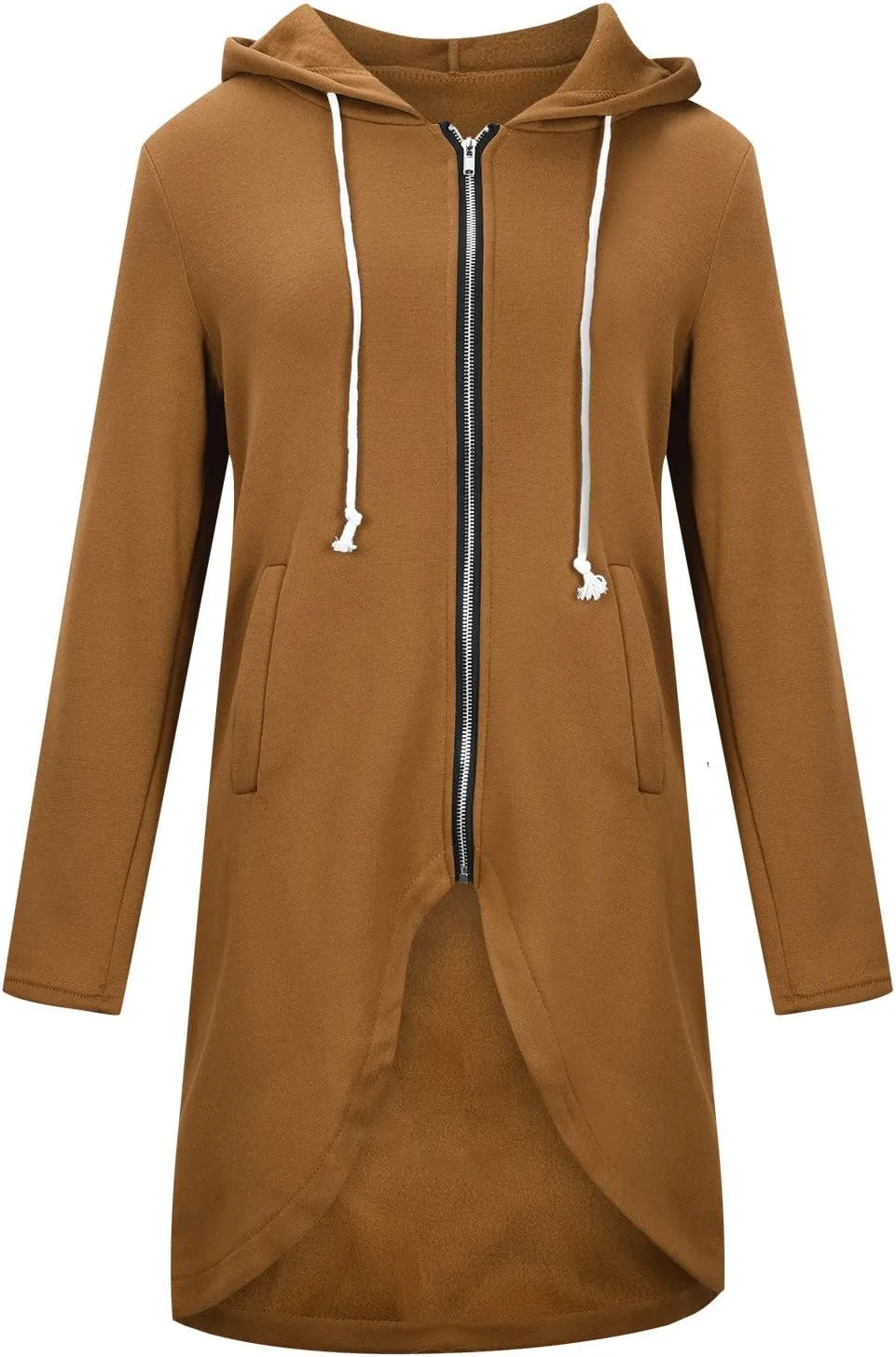 Womens Casual Zip Up Hoodies Casual Lightweight Long Fleece Jacket Oversize Fall Winter Hooded Sweatshirt With Pockets
